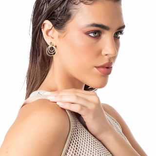 Oxzen σκουλαρίκια κρεμαστά ατσάλινα με ακανόνιστους κύκλους