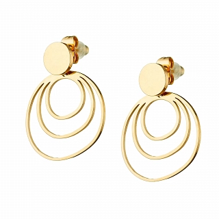 Oxzen σκουλαρίκια κρεμαστά ατσάλινα με ακανόνιστους κύκλους