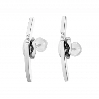 Oxzen σκουλαρίκια καρφωτά ατσάλινα με λευκά ζιργκόν