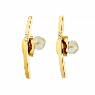 Oxzen σκουλαρίκια καρφωτά ατσάλινα με λευκά ζιργκόν