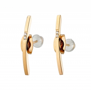 Oxzen σκουλαρίκια καρφωτά ατσάλινα με λευκά ζιργκόν