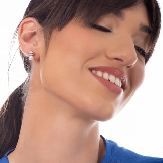 Oxzen σκουλαρίκια καρφωτά ατσάλινα με πέρλα