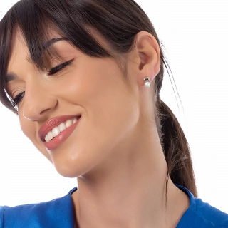 Oxzen σκουλαρίκια καρφωτά ατσάλινα με πέρλα