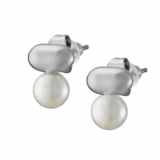 Oxzen σκουλαρίκια καρφωτά ατσάλινα με πέρλα