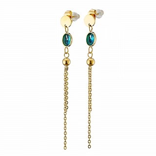 Oxzen γυναικείο σκουλαρίκι ατσάλινο μακρύ με γαλάζια ζιργκόν