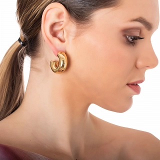 Oxzen σκουλαρίκια κρίκοι ατσάλινοι φαρδιοί