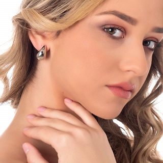 Oxzen σκουλαρίκια κρίκοι ατσάλινοι Chunky Drops 20mm