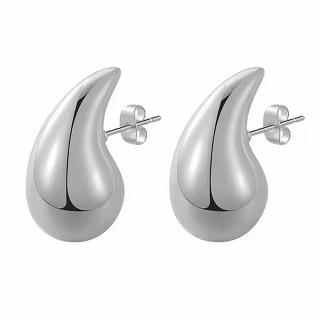 Oxzen σκουλαρίκια κρίκοι ατσάλινοι Chunky Drops 30mm