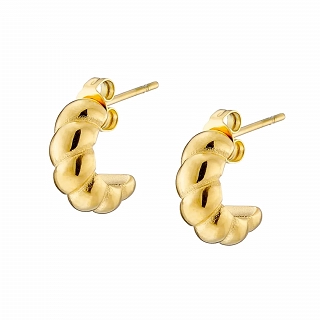 Oxzen σκουλαρίκια κρίκοι ατσάλινοι επιχρυσωμένοι Croissant 12mm