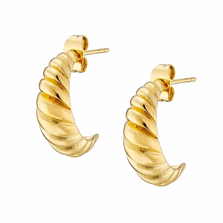 Oxzen σκουλαρίκια κρίκοι ατσάλινοι επιχρυσωμένοι Chunky Croissant 20mm