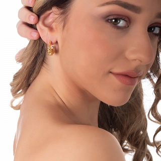 Oxzen σκουλαρίκια κρίκοι ατσάλινοι επιχρυσωμένοι Twist Chunky Croissant 18mm