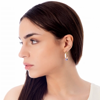 Oxzen σκουλαρίκια κρίκοι ατσάλινοι με σμάλτο χρωματιστό