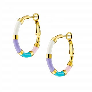 Oxzen σκουλαρίκια κρίκοι ατσάλινοι με σμάλτο χρωματιστό