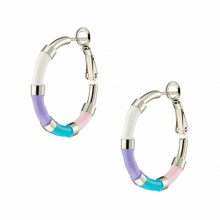 Oxzen σκουλαρίκια κρίκοι ατσάλινοι με σμάλτο χρωματιστό