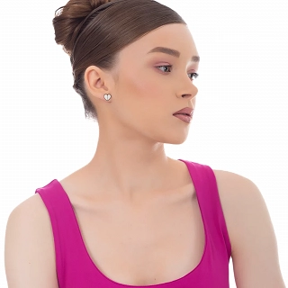 Oxzen γυναικείο σκουλαρίκι ατσάλινο καρφωτό καρδούλα με σμάλτο