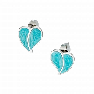 Oxzen γυναικείο σκουλαρίκι ατσάλινο καρδούλα με γαλάζιο σμάλτο