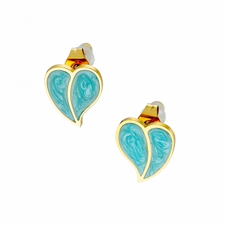 Oxzen γυναικείο σκουλαρίκι ατσάλινο καρδούλα με γαλάζιο σμάλτο