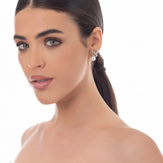 Oxzen γυναικείο σκουλαρίκι ατσάλινο με πέρλα