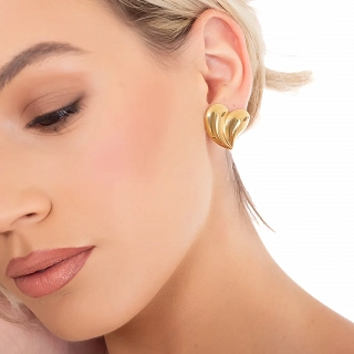 Oxzen γυναικείο σκουλαρίκι ατσάλινο καρδιά μεγάλη