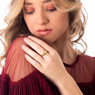 Oxzen ατσάλινο δαχτυλίδι επιχρυσωμένο Croissant 0,6cm