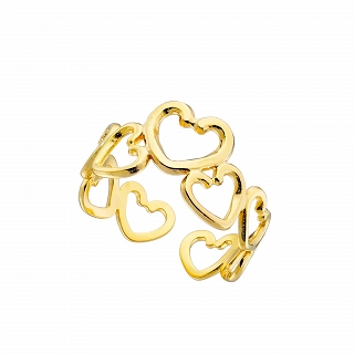 Oxzen γυναικείο δαχτυλίδι από ανοξείδωτο ατσάλι με καρδούλες free size