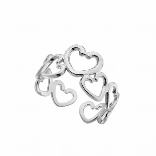 Oxzen γυναικείο δαχτυλίδι από ανοξείδωτο ατσάλι με καρδούλες free size