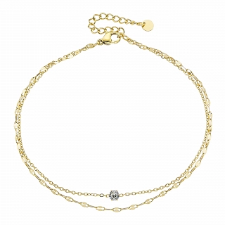 Oxzen αλυσίδα ποδιού ατσάλινη με διπλή αλυσίδα και ένα λευκό ζιργκόν