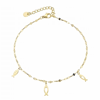 Oxzen αλυσίδα ποδιού ατσάλινη με κρεμαστά ψαράκια