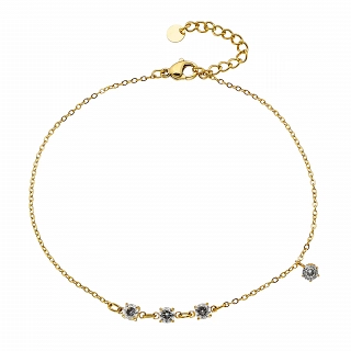 Oxzen αλυσίδα ποδιού ατσάλινη με λευκά ζιργκόν