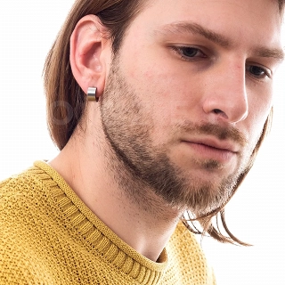 Σκουλαρίκι ανδρικό από ανοξείδωτο ατσάλι κρικάκι (7 x 10)mm