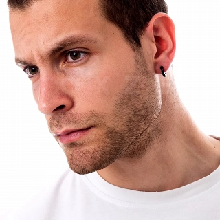 Σκουλαρίκι ανδρικό από ανοξείδωτο ατσάλι μαύρο κρικάκι (3 x 10)mm