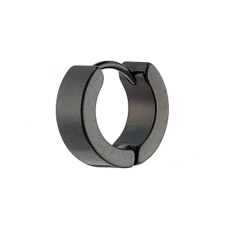 Σκουλαρίκι ανδρικό από ανοξείδωτο ατσάλι μαύρο κρικάκι (5 x 10)mm