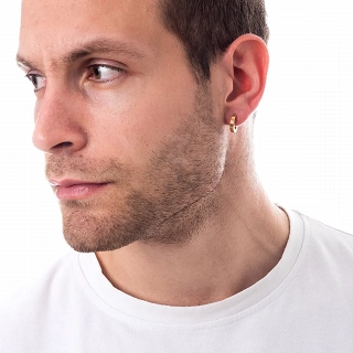 Σκουλαρίκι ανδρικό από ανοξείδωτο ατσάλι επιχρυσωμένο κρικάκι (3 x 10)mm