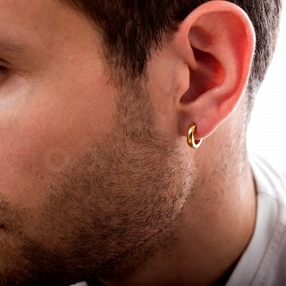 Σκουλαρίκι ανδρικό από ανοξείδωτο ατσάλι επιχρυσωμένο κρικάκι (3 x 10)mm