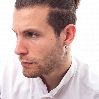 Σκουλαρίκι ανδρικό από ανοξείδωτο ατσάλι κρικάκι με φτερό