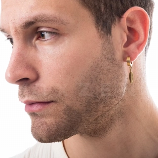 Σκουλαρίκι ανδρικό από ανοξείδωτο ατσάλι κρικάκι με φτερό