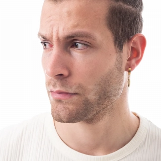 Σκουλαρίκι ανδρικό από ανοξείδωτο ατσάλι κρικάκι με φτερό