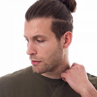 Σκουλαρίκι ανδρικό από ανοξείδωτο ατσάλι, κρικάκι 10mm με σταυρό