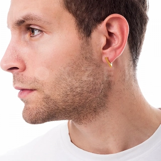 Σκουλαρίκι ανδρικό από ανοξείδωτο ατσάλι, τριγωνικός κρίκος