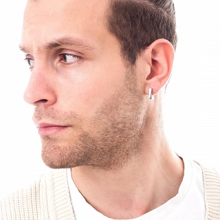 Σκουλαρίκι ανδρικό από ανοξείδωτο ατσάλι, τετράγωνος κρίκος