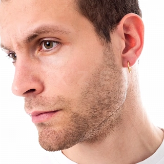 Σκουλαρίκι ανδρικό από ανοξείδωτο ατσάλι, επιχρυσωμένο κρικάκι (1.6 x 10)mm