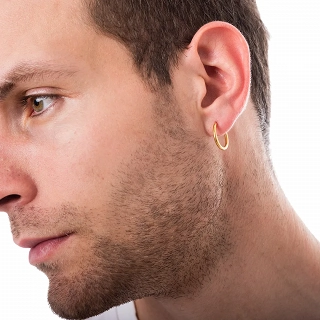 Σκουλαρίκι ανδρικό από ανοξείδωτο ατσάλι, επιχρυσωμένο κρικάκι (1.6 x 16)mm