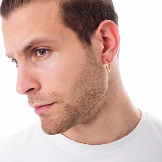 Σκουλαρίκι ανδρικό από ανοξείδωτο ατσάλι, επιχρυσωμένο κρικάκι (1.6 x 12)mm