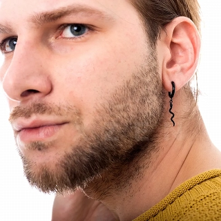 Σκουλαρίκι ανδρικό από ανοξείδωτο ατσάλι κρικάκι με κρεμαστό φίδι