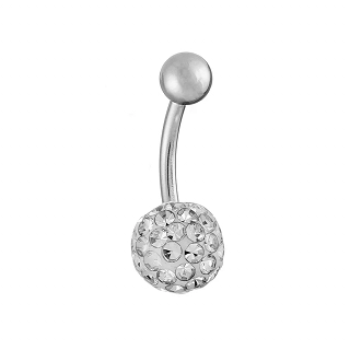 Σκουλαρίκι αφαλού από χειρουργικό ατσάλι μπίλια με κρύσταλλα