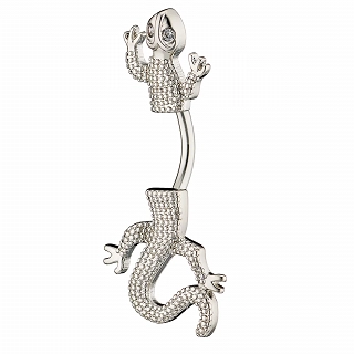 Σκουλαρίκι αφαλού από χειρουργικό ατσάλι με λευκά ζιργκόν