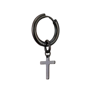Σκουλαρίκι ανδρικό από ανοξείδωτο ατσάλι, κρικάκι 10mm με σταυρό