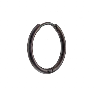 Σκουλαρίκι ανδρικό από ανοξείδωτο ατσάλι, μαύρο κρικάκι (1.6 x 12)mm