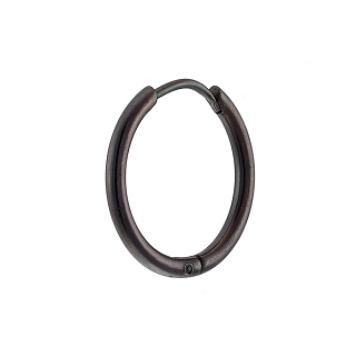 Σκουλαρίκι ανδρικό από ανοξείδωτο ατσάλι, μαύρο κρικάκι (1.6 x 16)mm