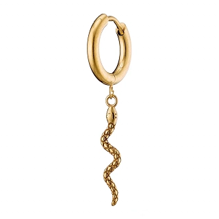 Σκουλαρίκι ανδρικό από ανοξείδωτο ατσάλι κρικάκι με κρεμαστό φίδι